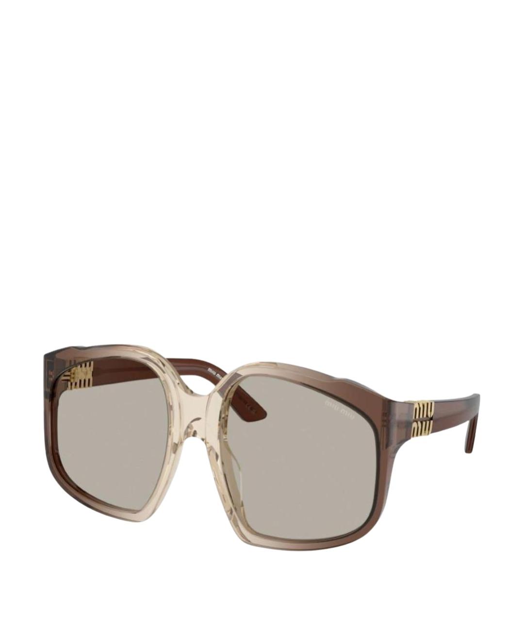 MIU MIU Бежевые пластиковые солнцезащитные очки, фото 1