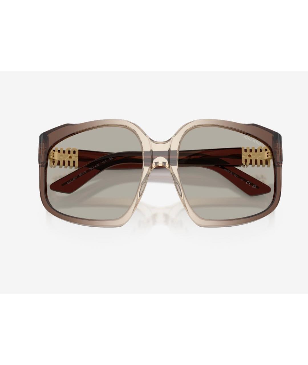 MIU MIU Бежевые пластиковые солнцезащитные очки, фото 3