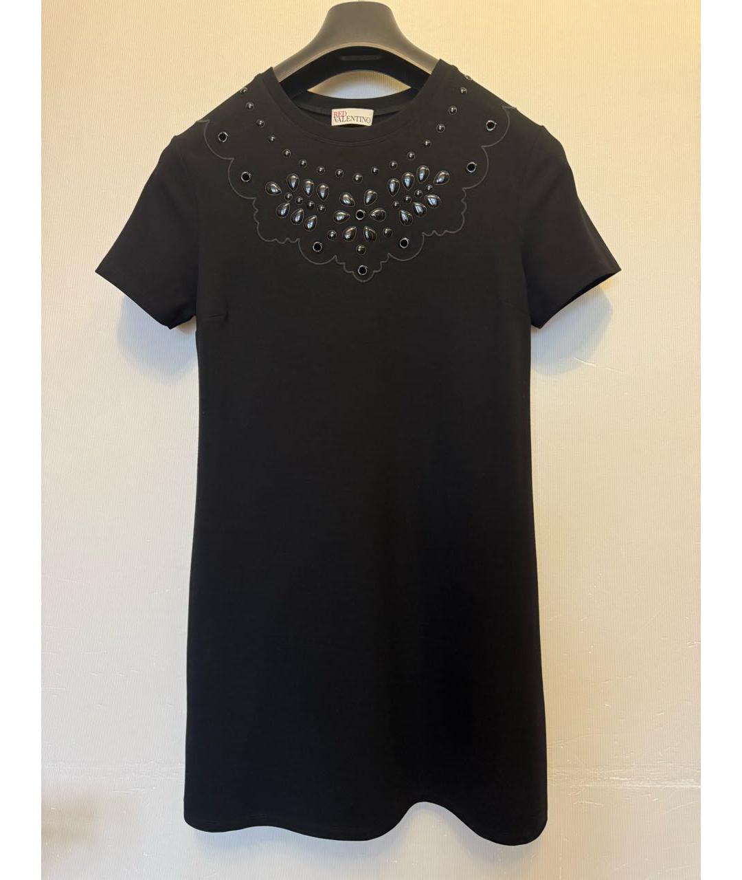 RED VALENTINO Черное вискозное повседневное платье, фото 7