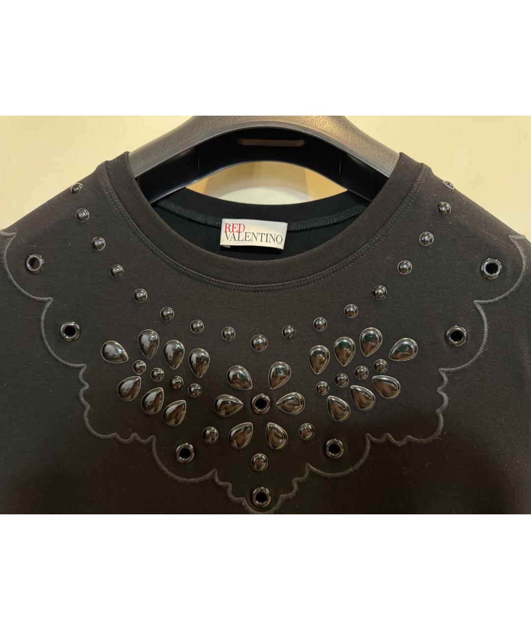 RED VALENTINO Черное вискозное повседневное платье, фото 3