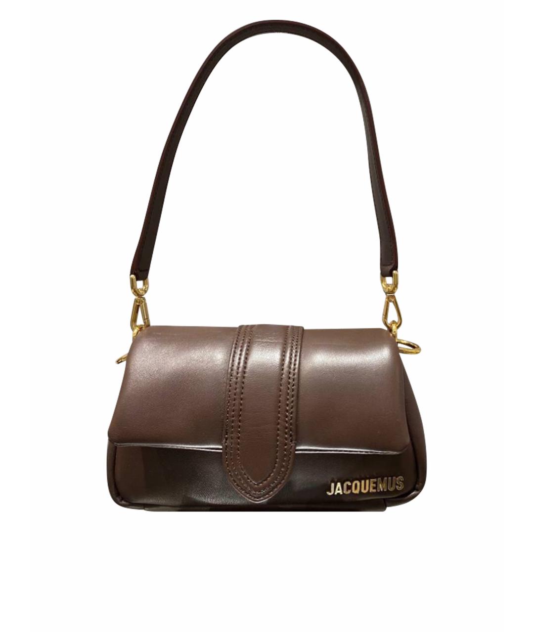 JACQUEMUS Коричневая кожаная сумка с короткими ручками, фото 1