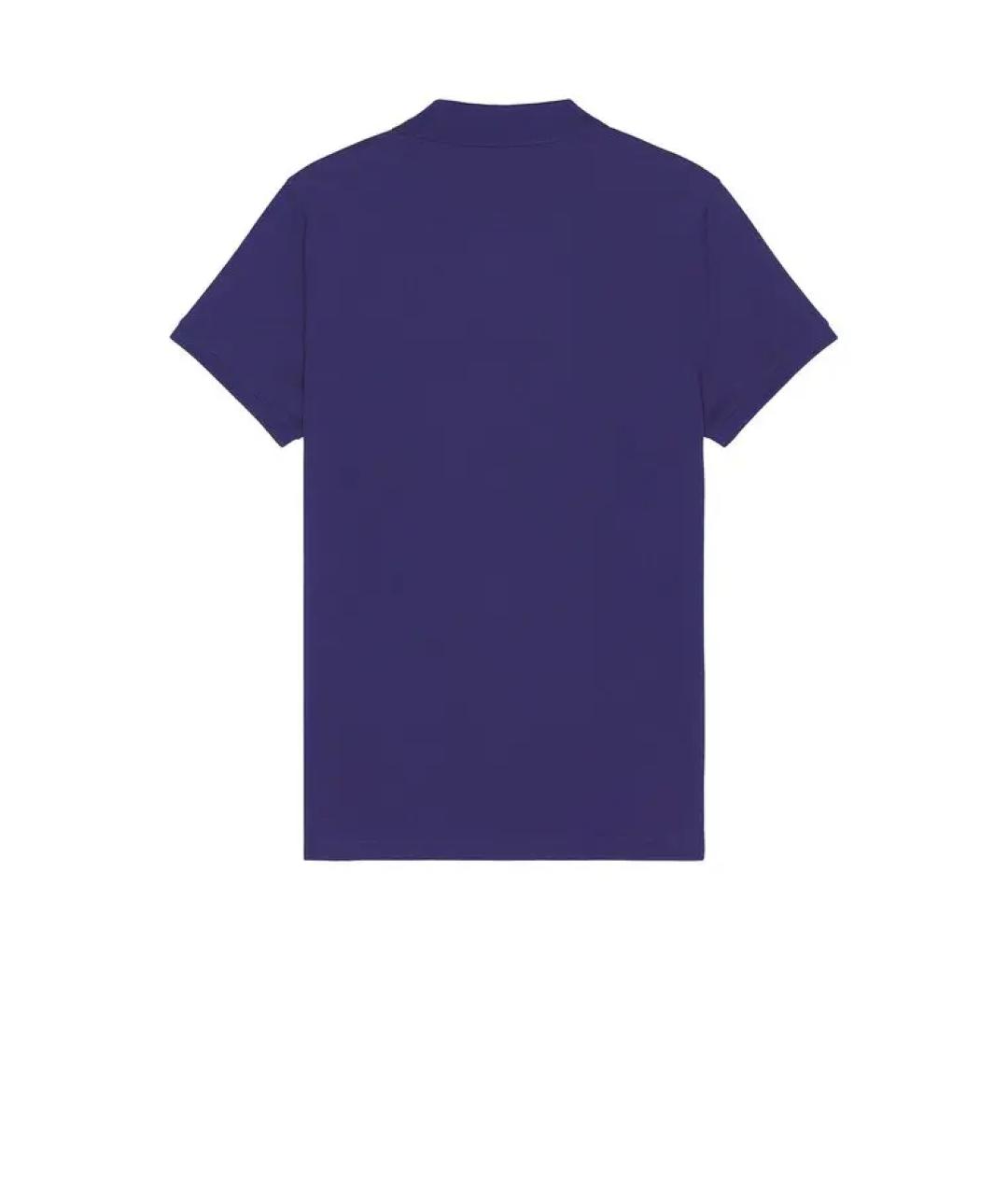 MONCLER Синее хлопковое поло с коротким рукавом, фото 2