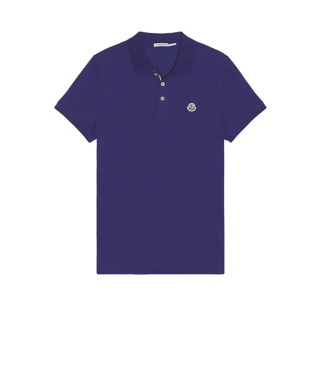 MONCLER Синее хлопковое поло с коротким рукавом, фото 1