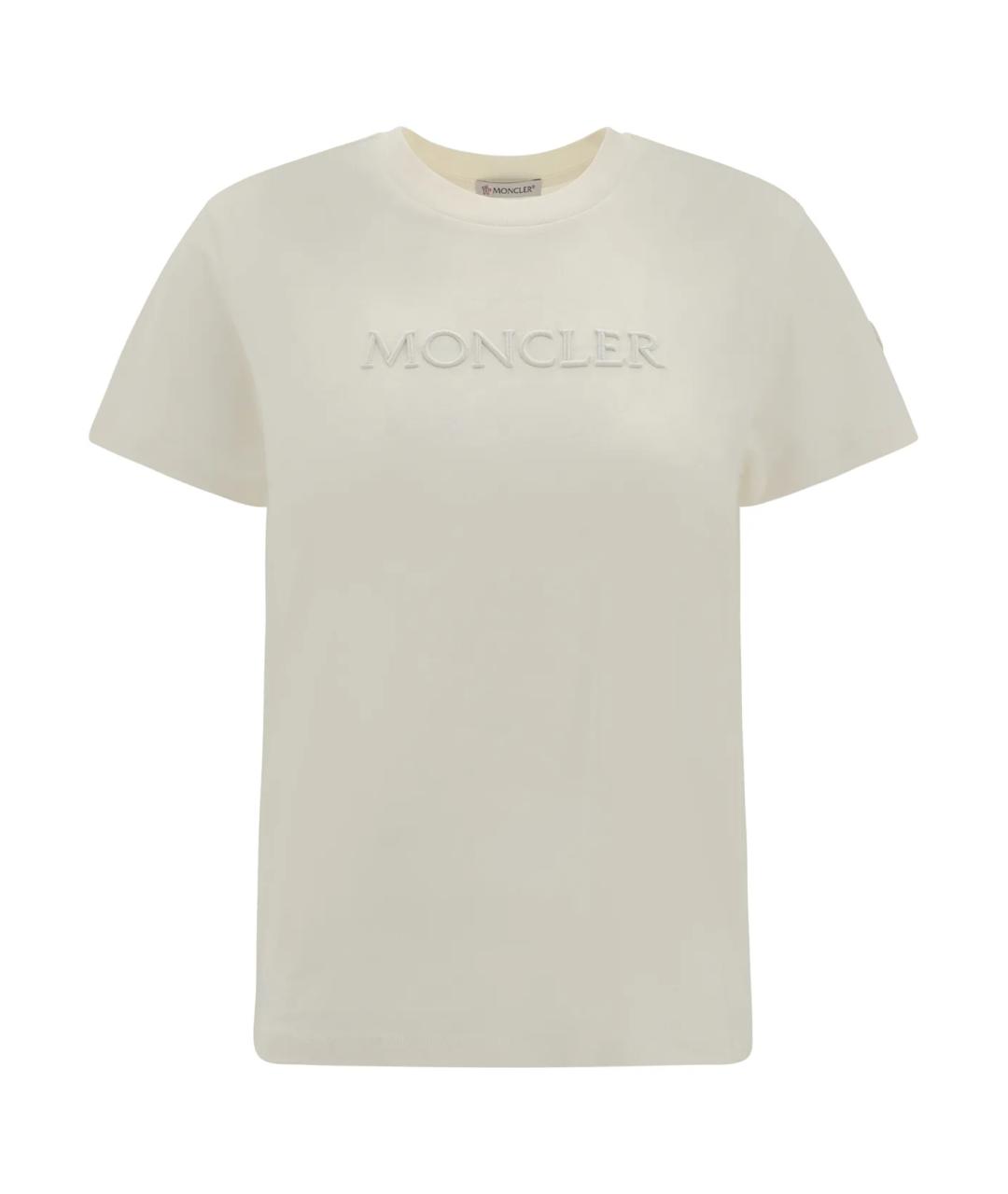 MONCLER Белая хлопковая футболка, фото 1