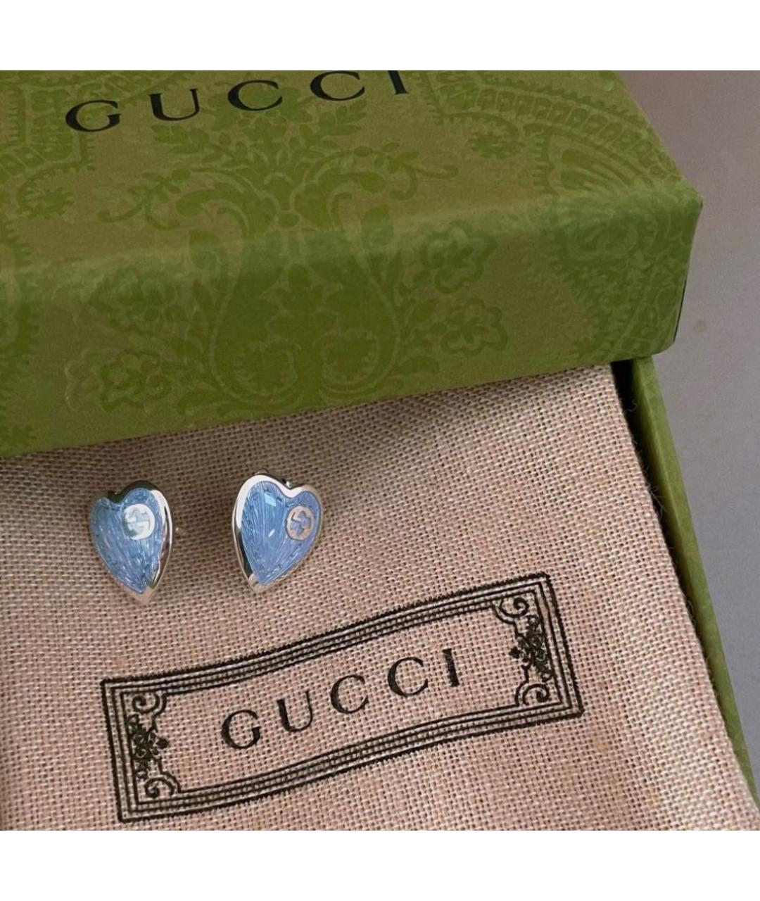 GUCCI Голубые серебряные серьги, фото 2