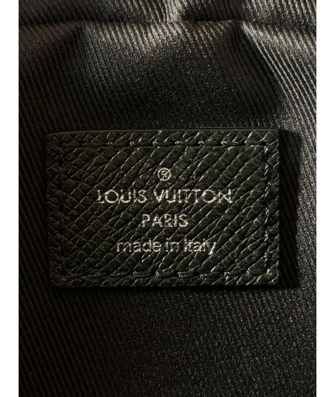 LOUIS VUITTON Черная кожаная барсетка, фото 7
