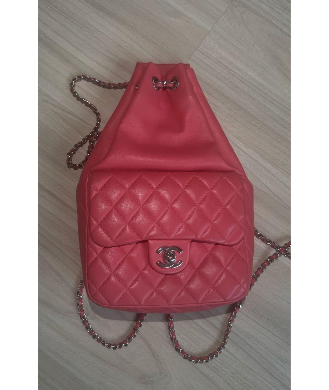 CHANEL Розовый кожаный рюкзак, фото 9