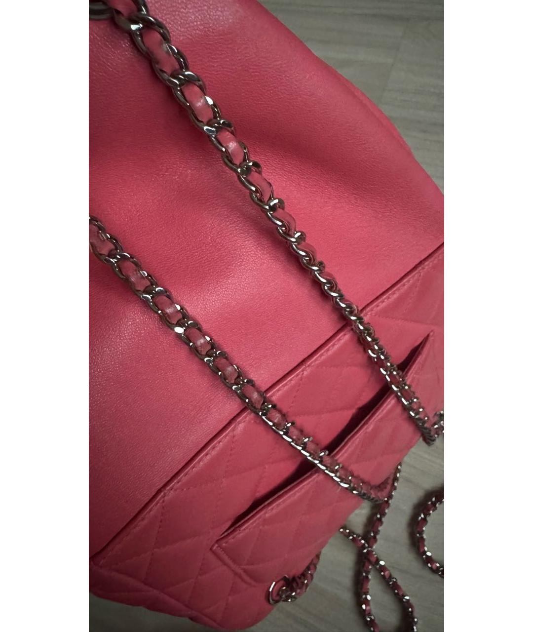 CHANEL Розовый кожаный рюкзак, фото 7