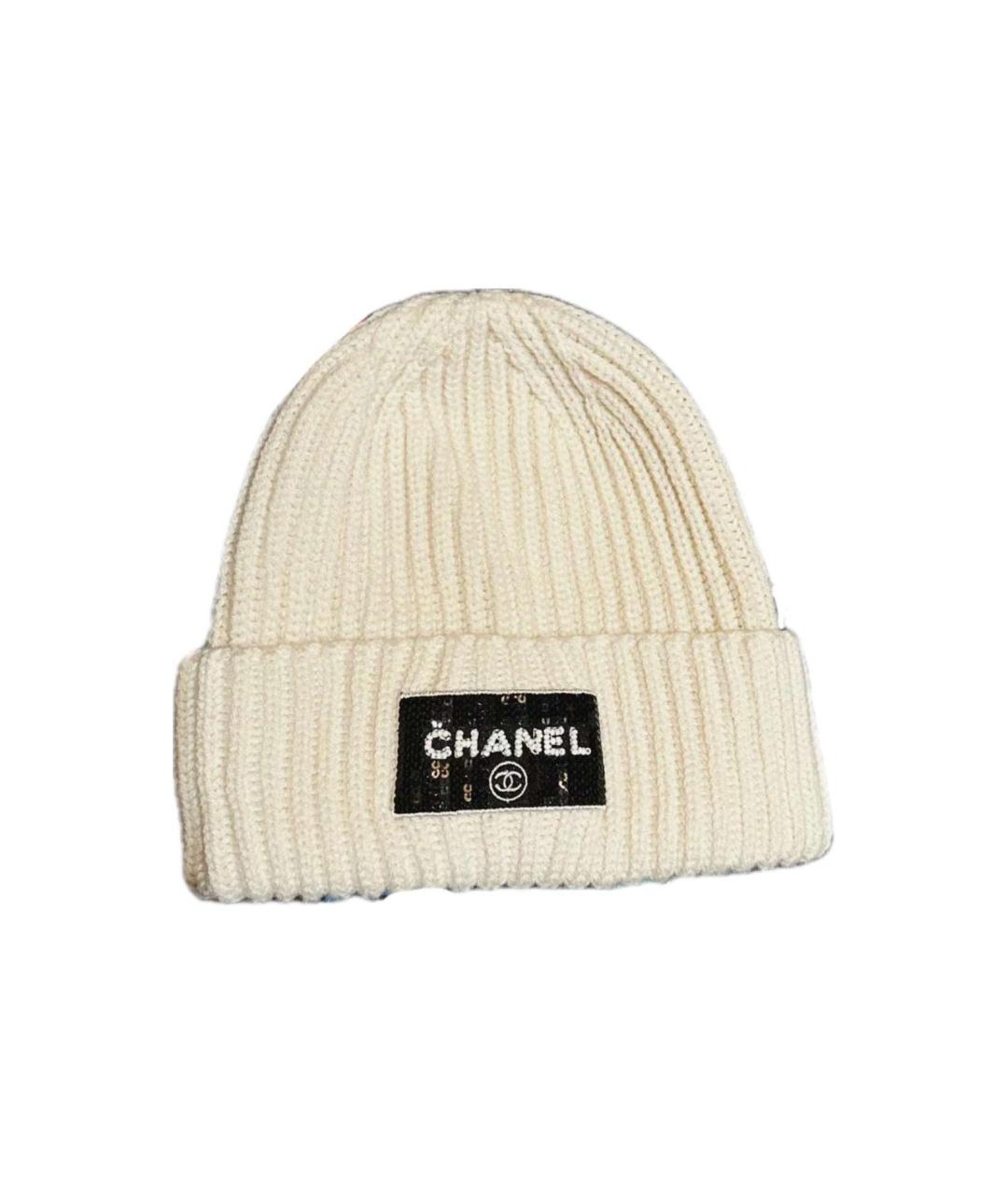 CHANEL Белая кашемировая шапка, фото 1