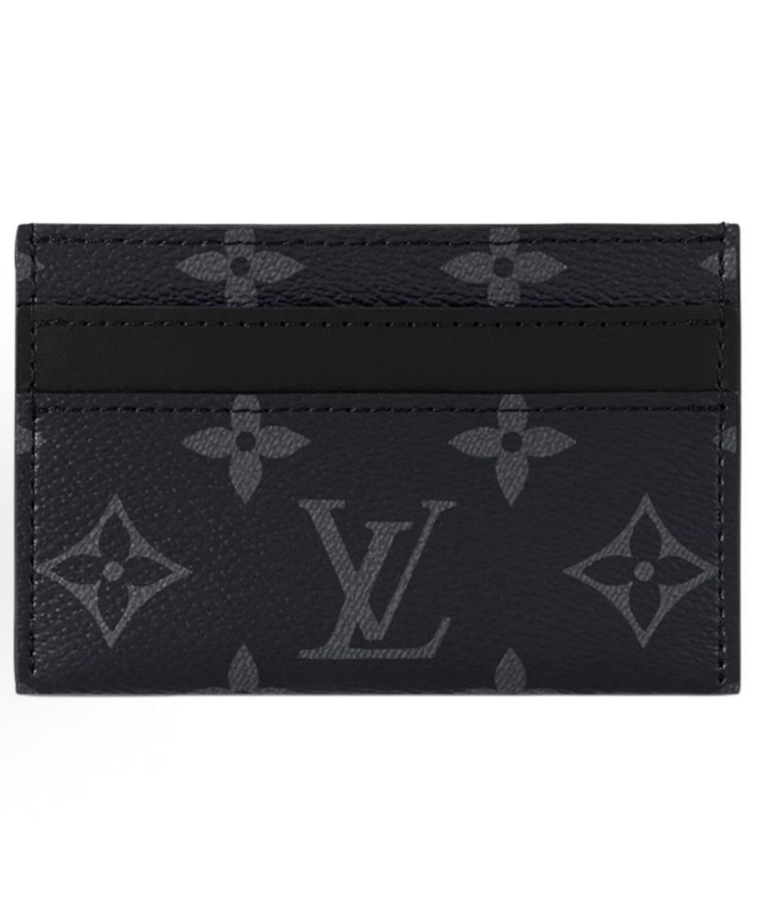 LOUIS VUITTON Антрацитовый кожаный кардхолдер, фото 4