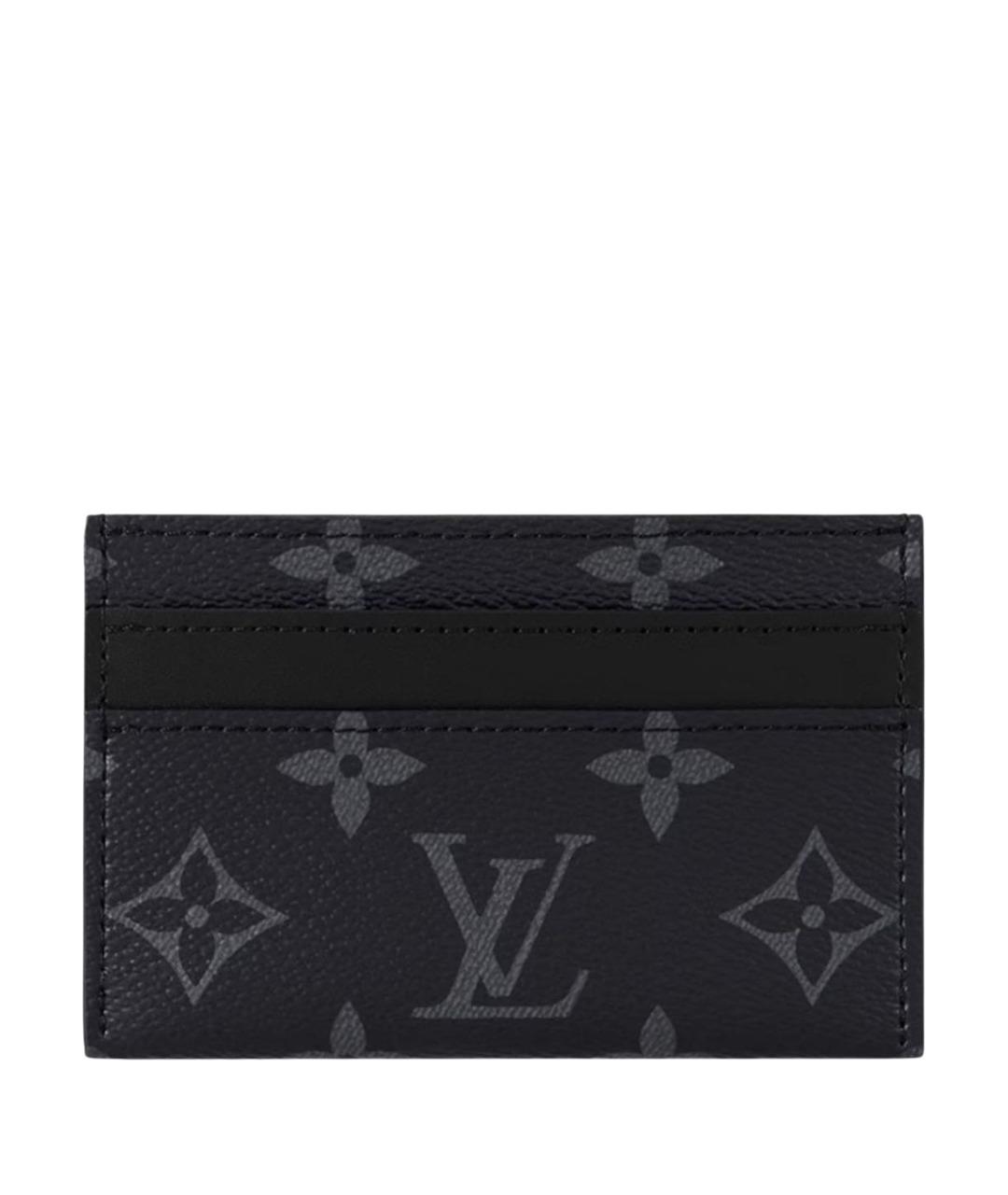 LOUIS VUITTON Антрацитовый кожаный кардхолдер, фото 1