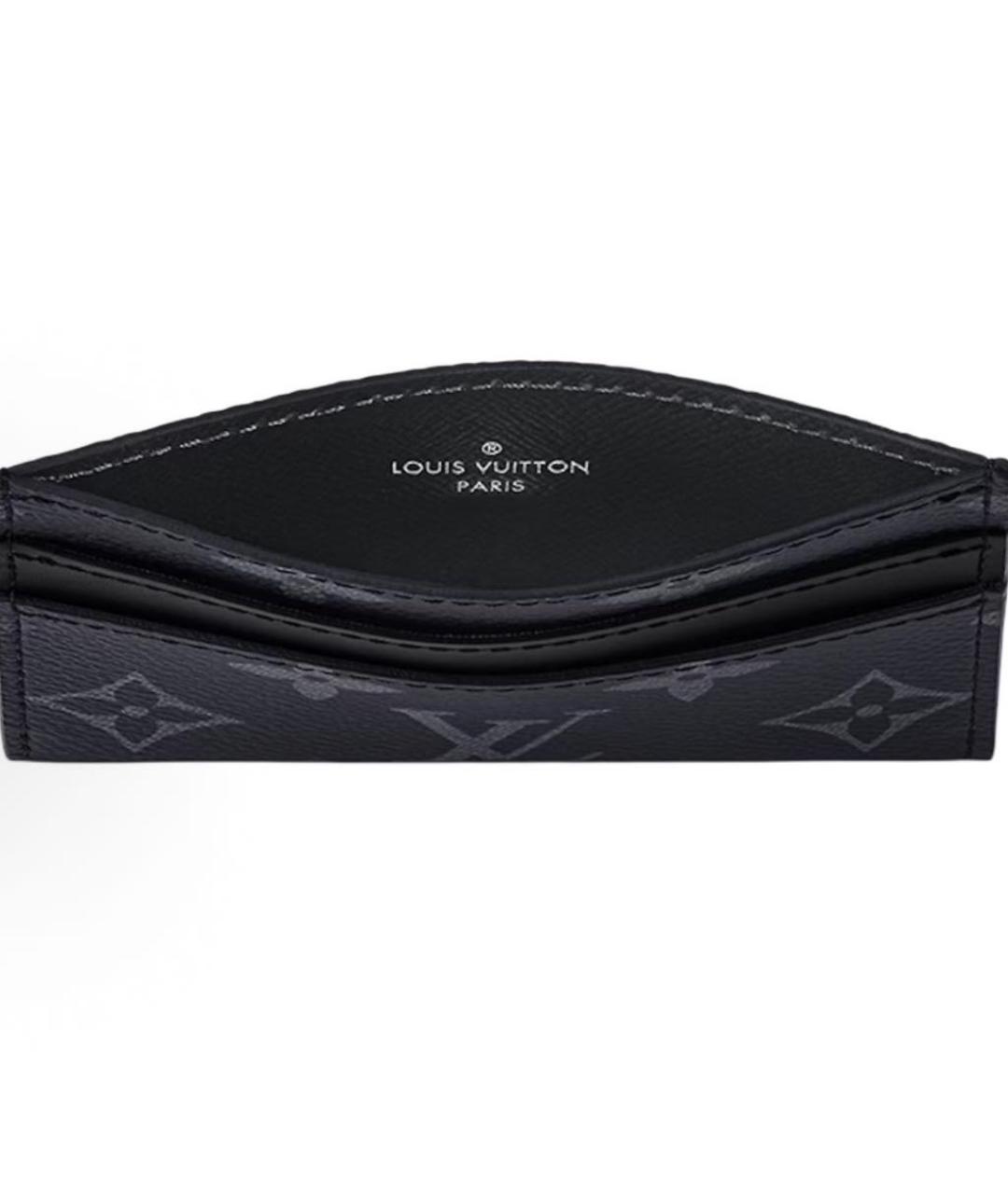 LOUIS VUITTON Антрацитовый кожаный кардхолдер, фото 2