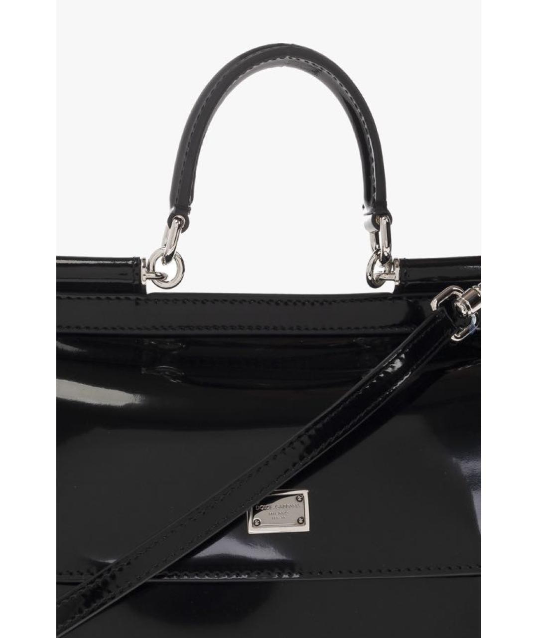 DOLCE&GABBANA Черная сумка с короткими ручками из лакированной кожи, фото 5