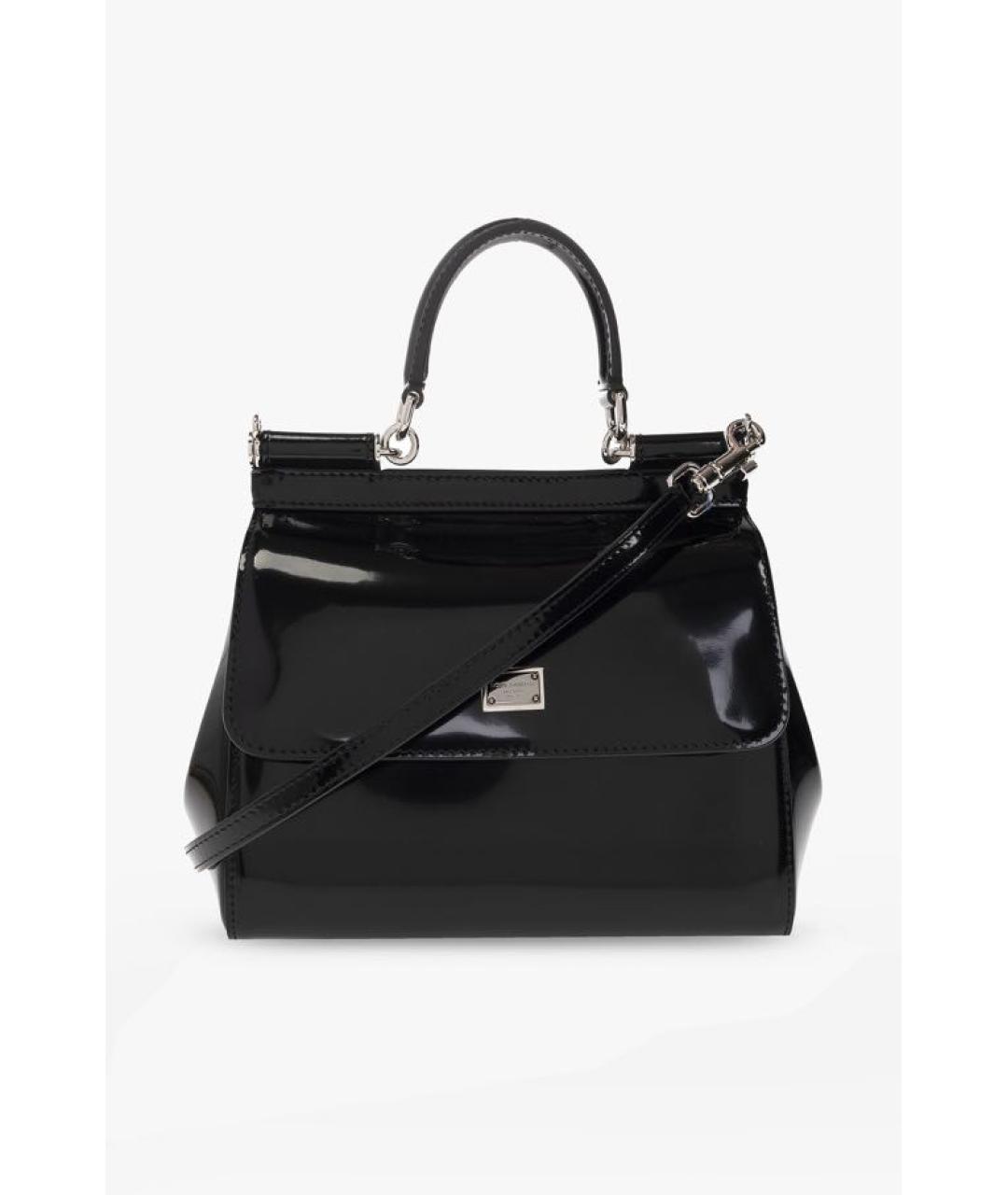 DOLCE&GABBANA Черная сумка с короткими ручками из лакированной кожи, фото 8