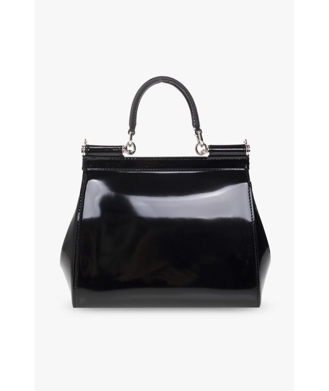 DOLCE&GABBANA Черная сумка с короткими ручками из лакированной кожи, фото 2