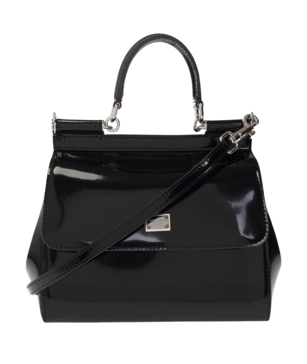 DOLCE&GABBANA Черная сумка с короткими ручками из лакированной кожи, фото 1