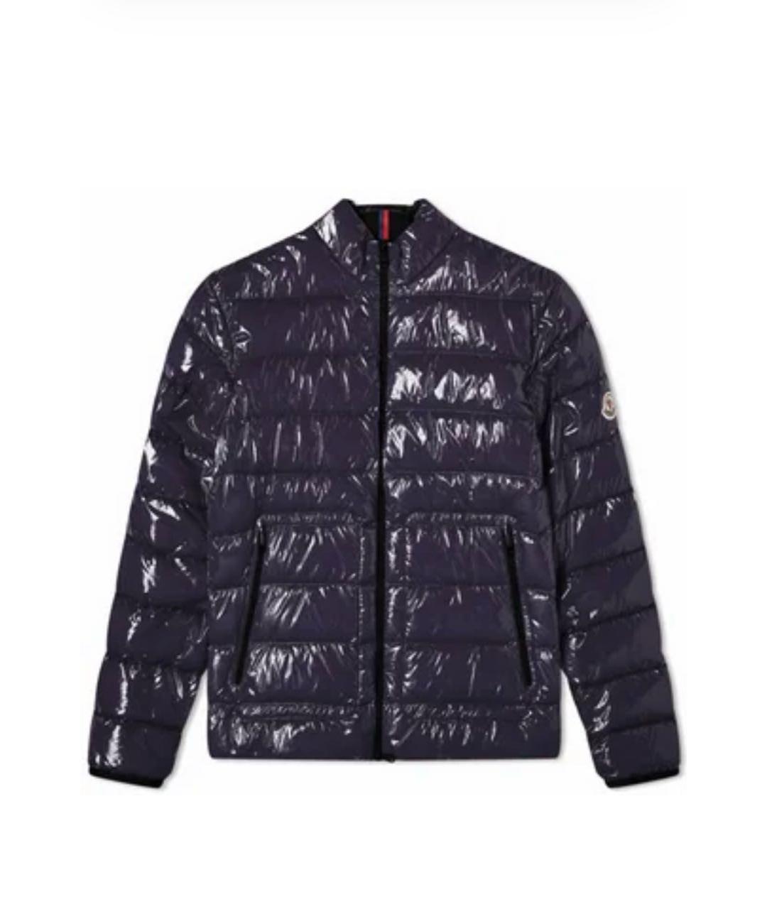 MONCLER Темно-синий полиамидовый пуховик, фото 1