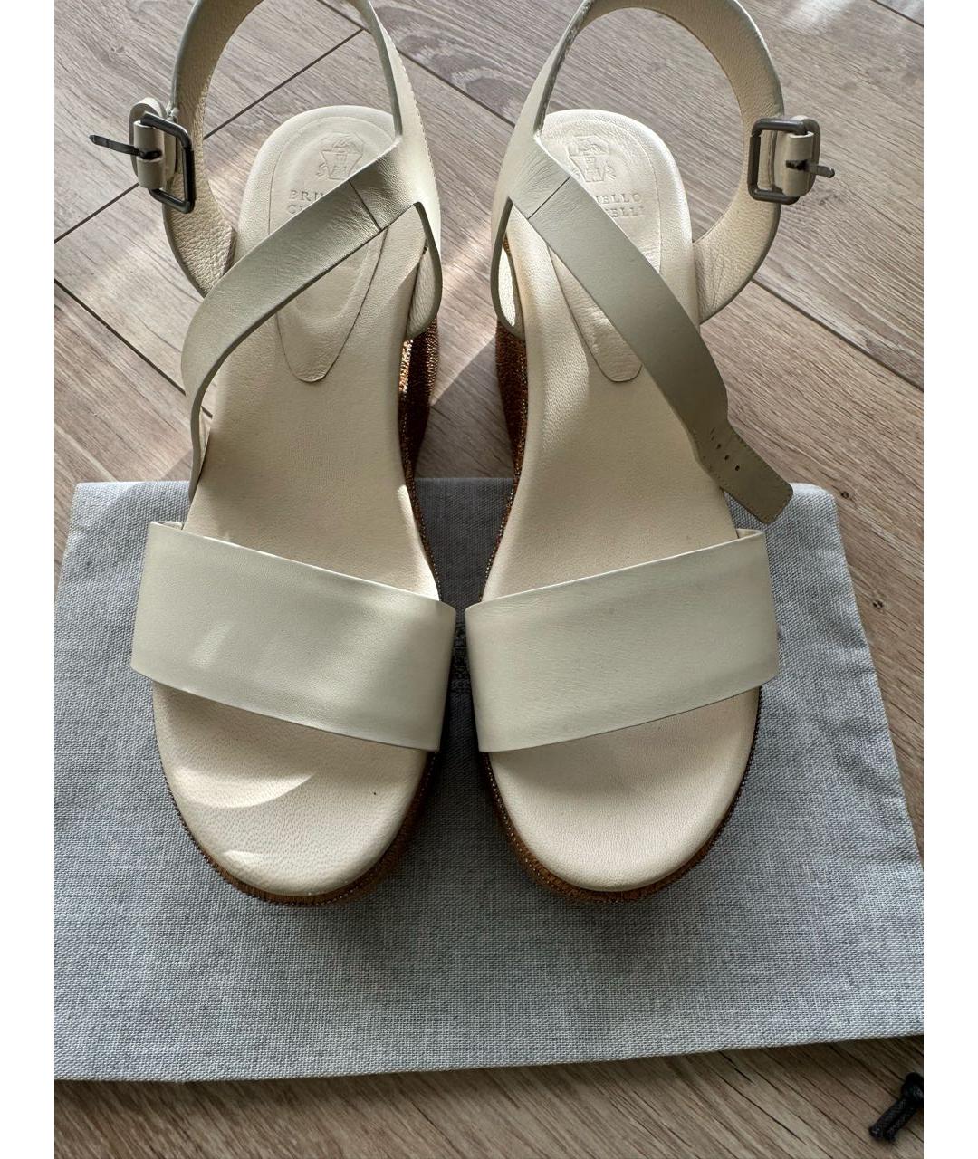 BRUNELLO CUCINELLI Бежевые кожаные эспадрильи, фото 2