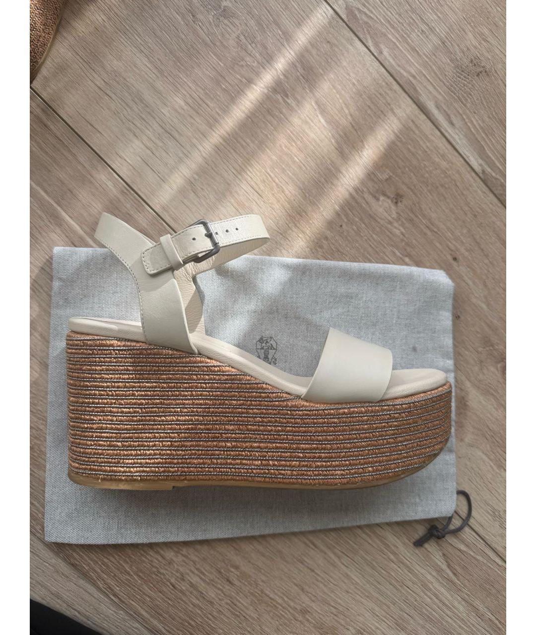 BRUNELLO CUCINELLI Бежевые кожаные эспадрильи, фото 7