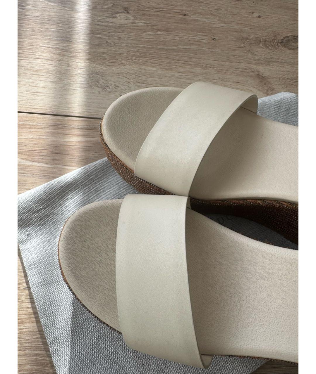 BRUNELLO CUCINELLI Бежевые кожаные эспадрильи, фото 6