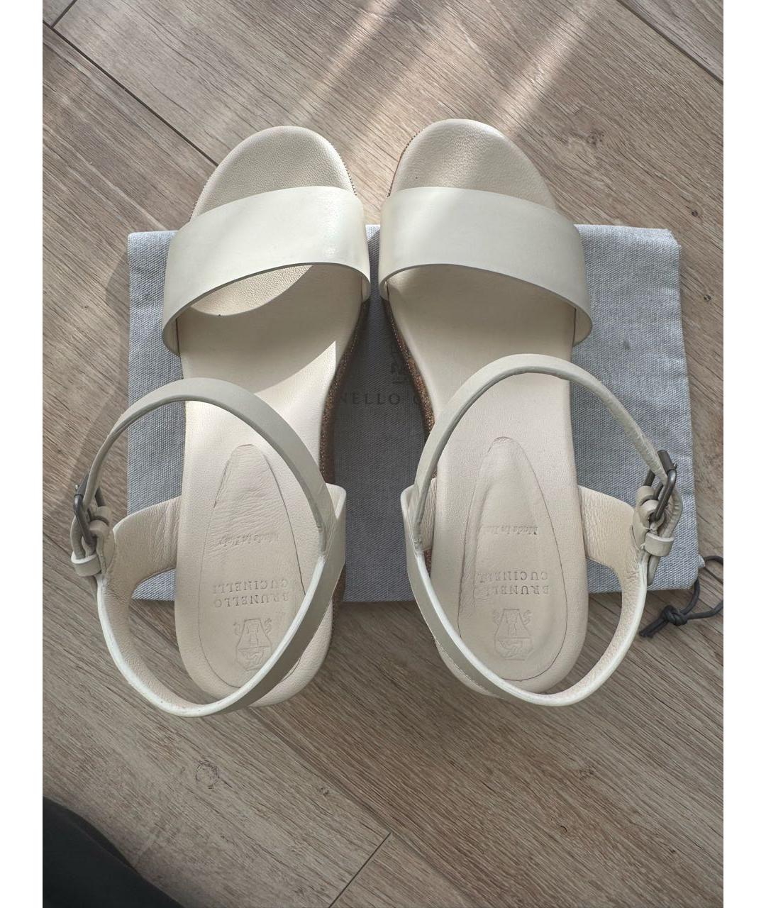 BRUNELLO CUCINELLI Бежевые кожаные эспадрильи, фото 3