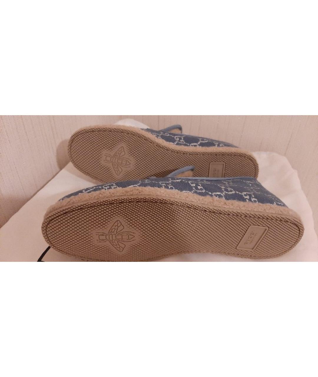 GUCCI Голубые текстильные эспадрильи, фото 5