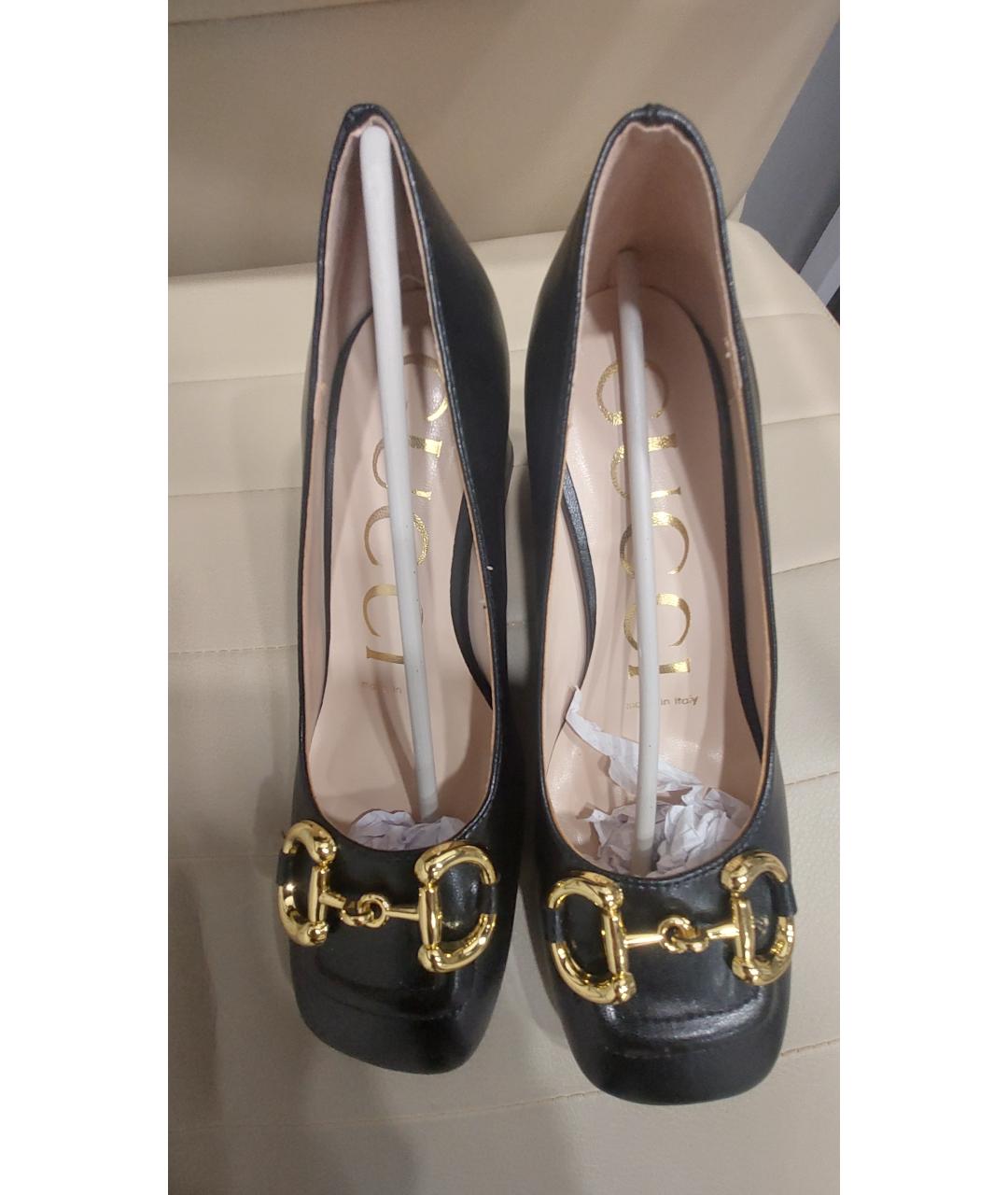 GUCCI Черные кожаные туфли, фото 2