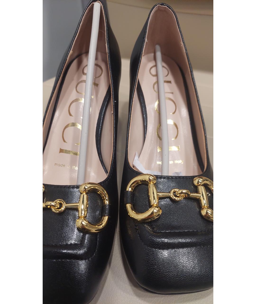 GUCCI Черные кожаные туфли, фото 4