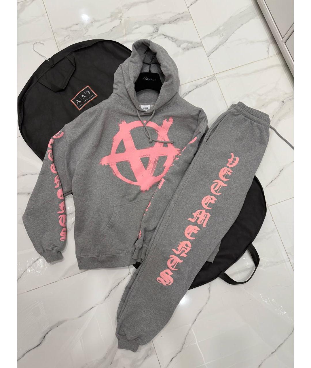 VETEMENTS Серые хлопковые прямые брюки, фото 4