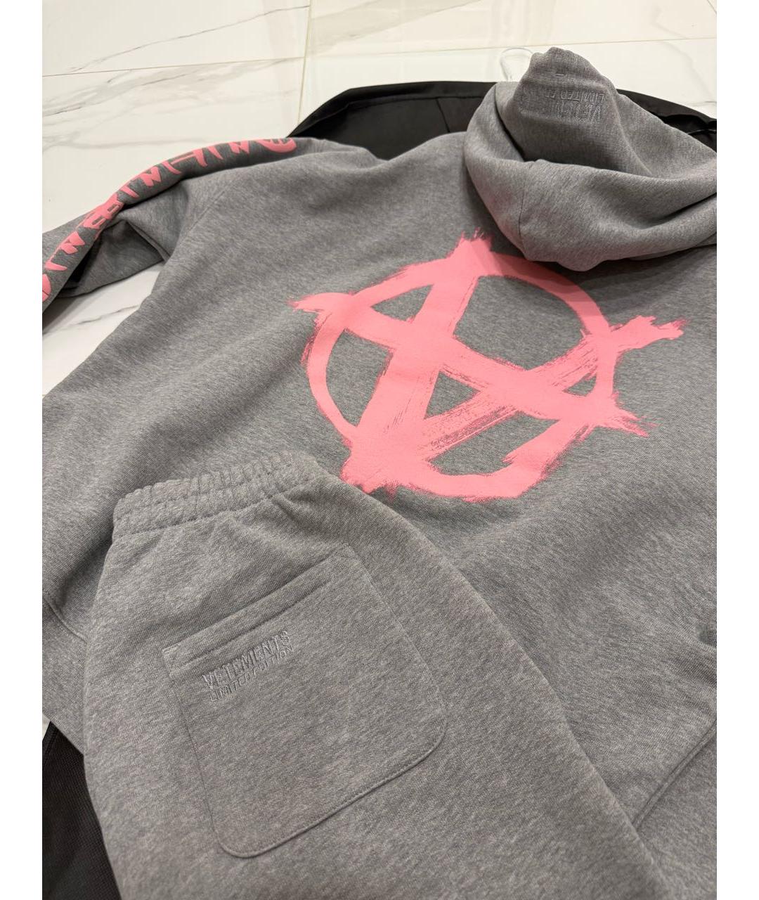 VETEMENTS Серые хлопковые прямые брюки, фото 7