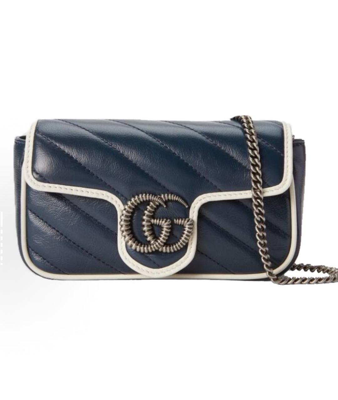 GUCCI Темно-синяя кожаная сумка через плечо, фото 1