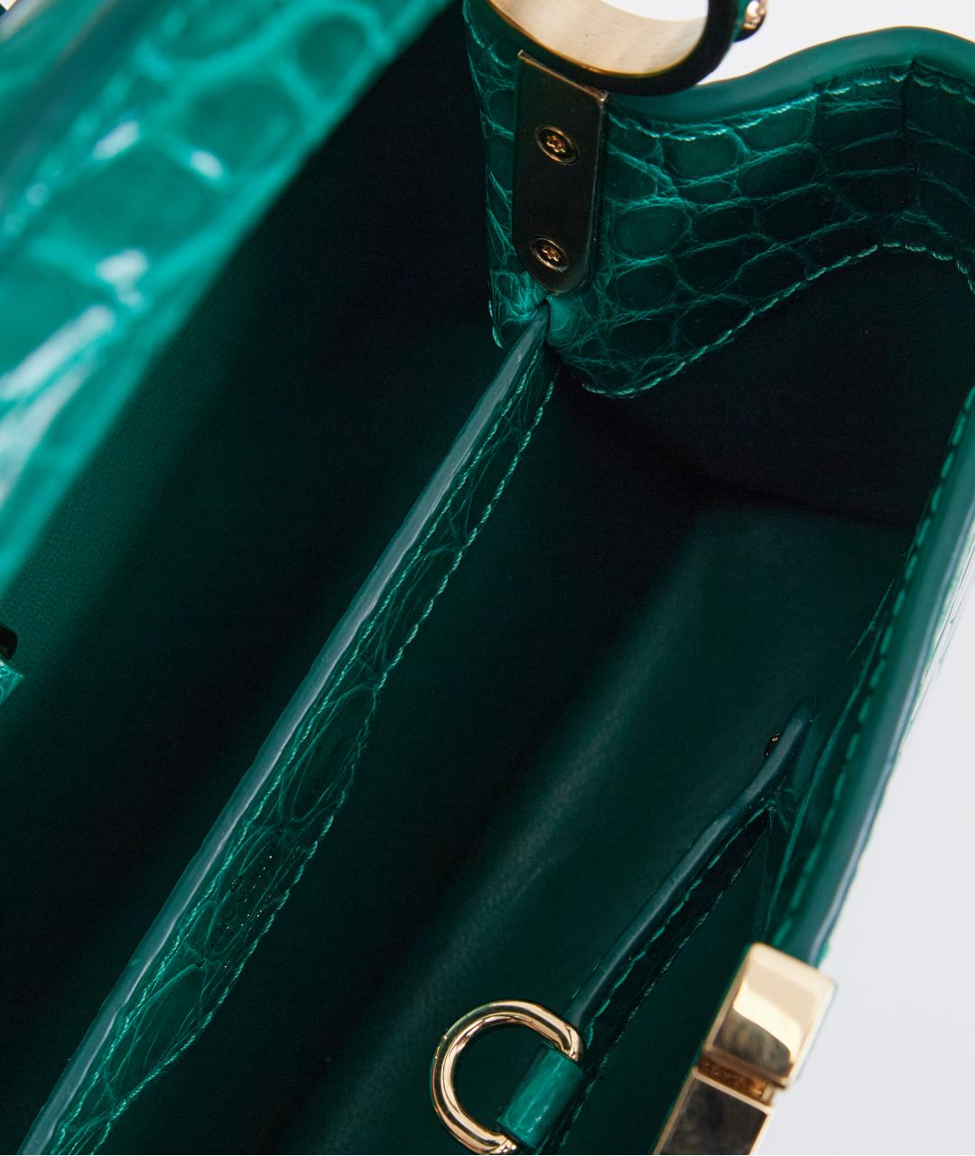 LOUIS VUITTON Зеленая кожаная сумка с короткими ручками, фото 7