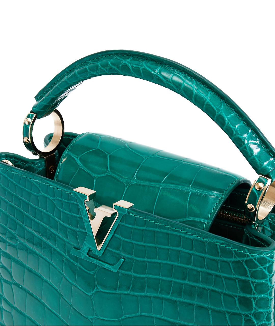 LOUIS VUITTON Зеленая кожаная сумка с короткими ручками, фото 4