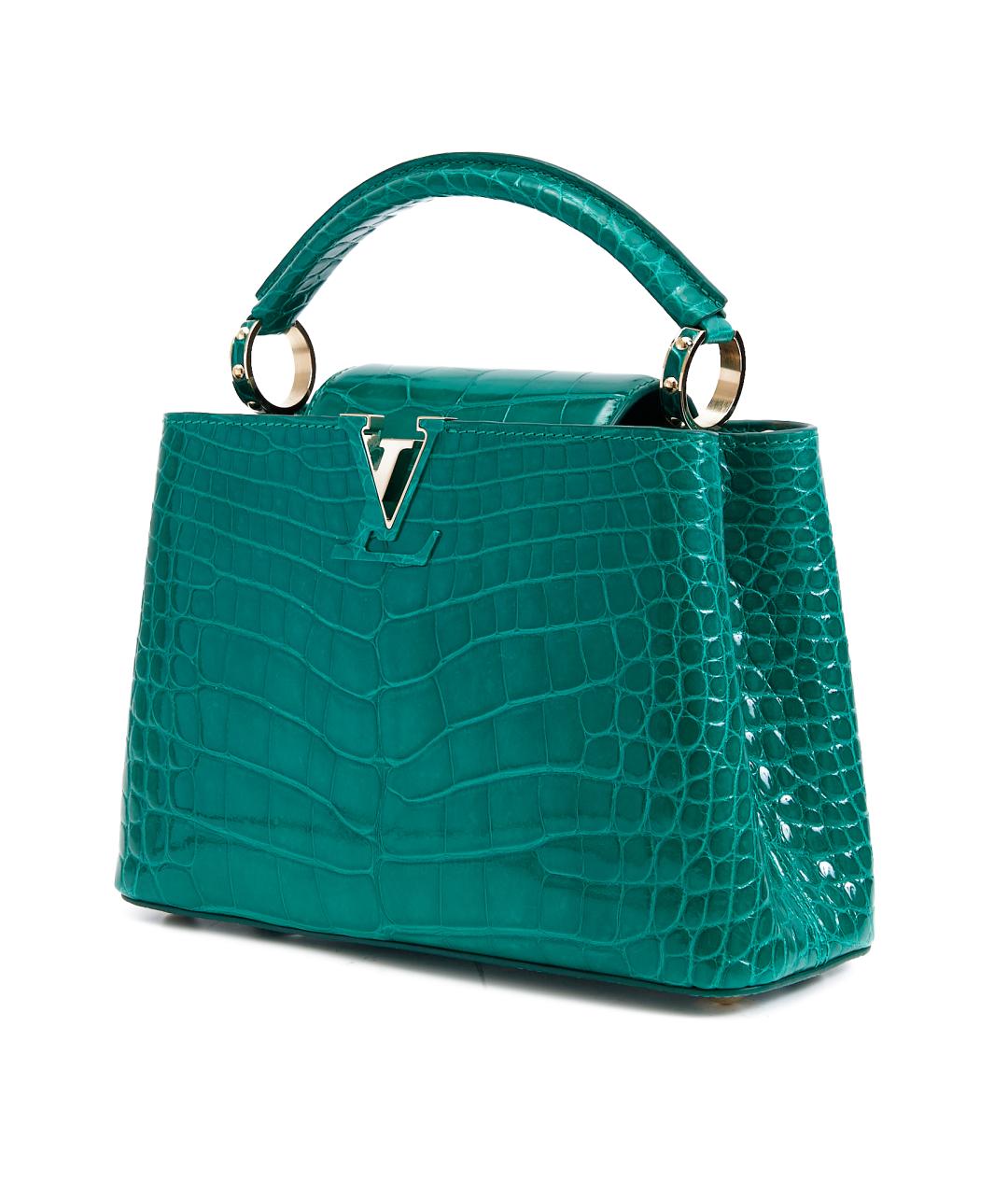 LOUIS VUITTON Зеленая кожаная сумка с короткими ручками, фото 2