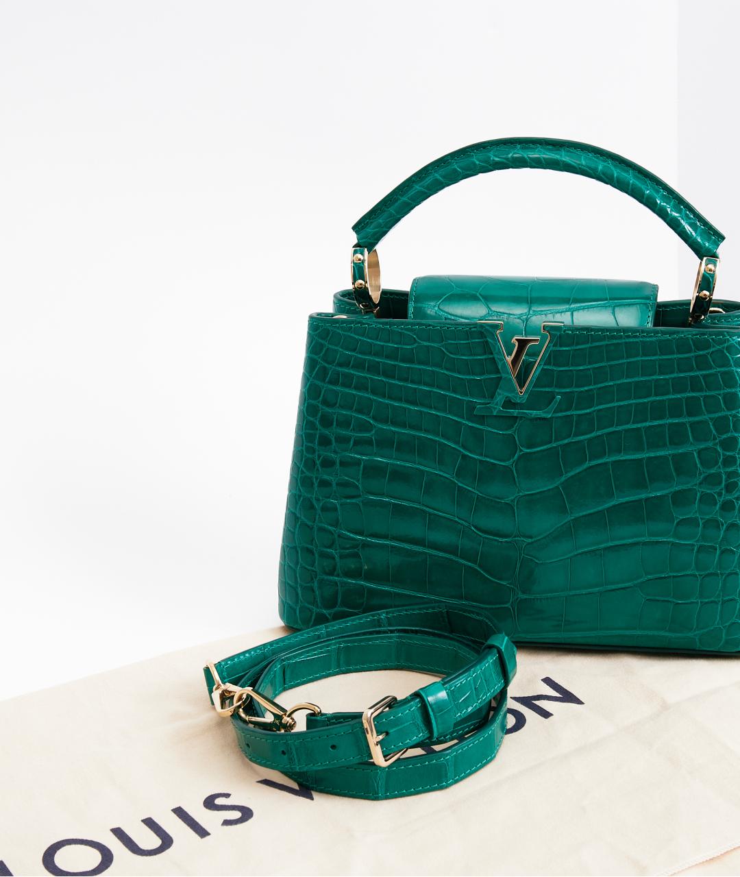 LOUIS VUITTON Зеленая кожаная сумка с короткими ручками, фото 8