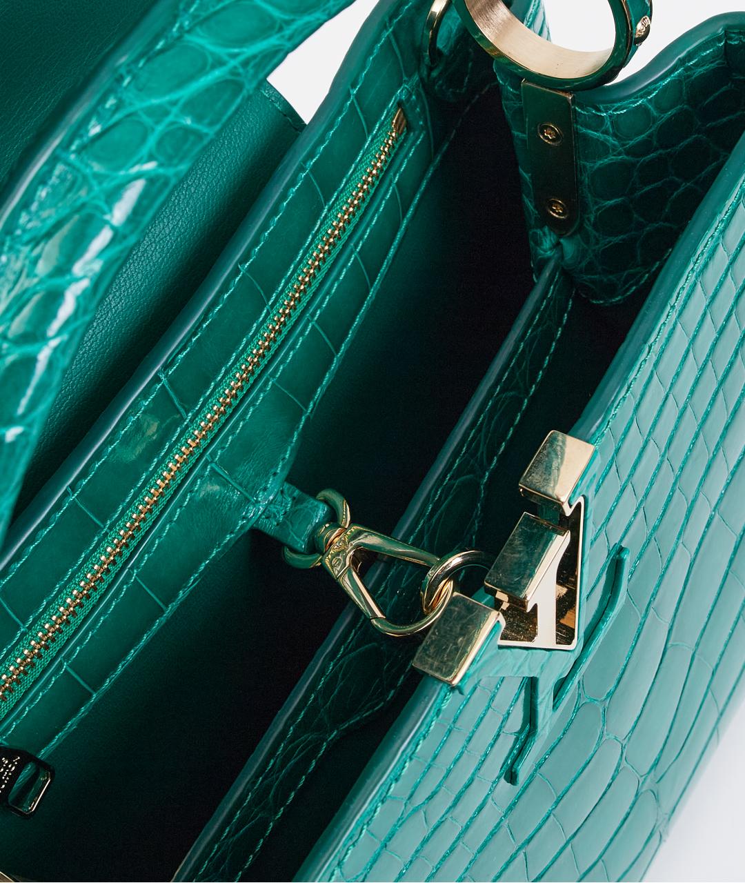 LOUIS VUITTON Зеленая кожаная сумка с короткими ручками, фото 5