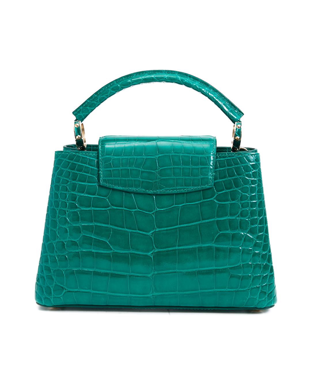 LOUIS VUITTON Зеленая кожаная сумка с короткими ручками, фото 3