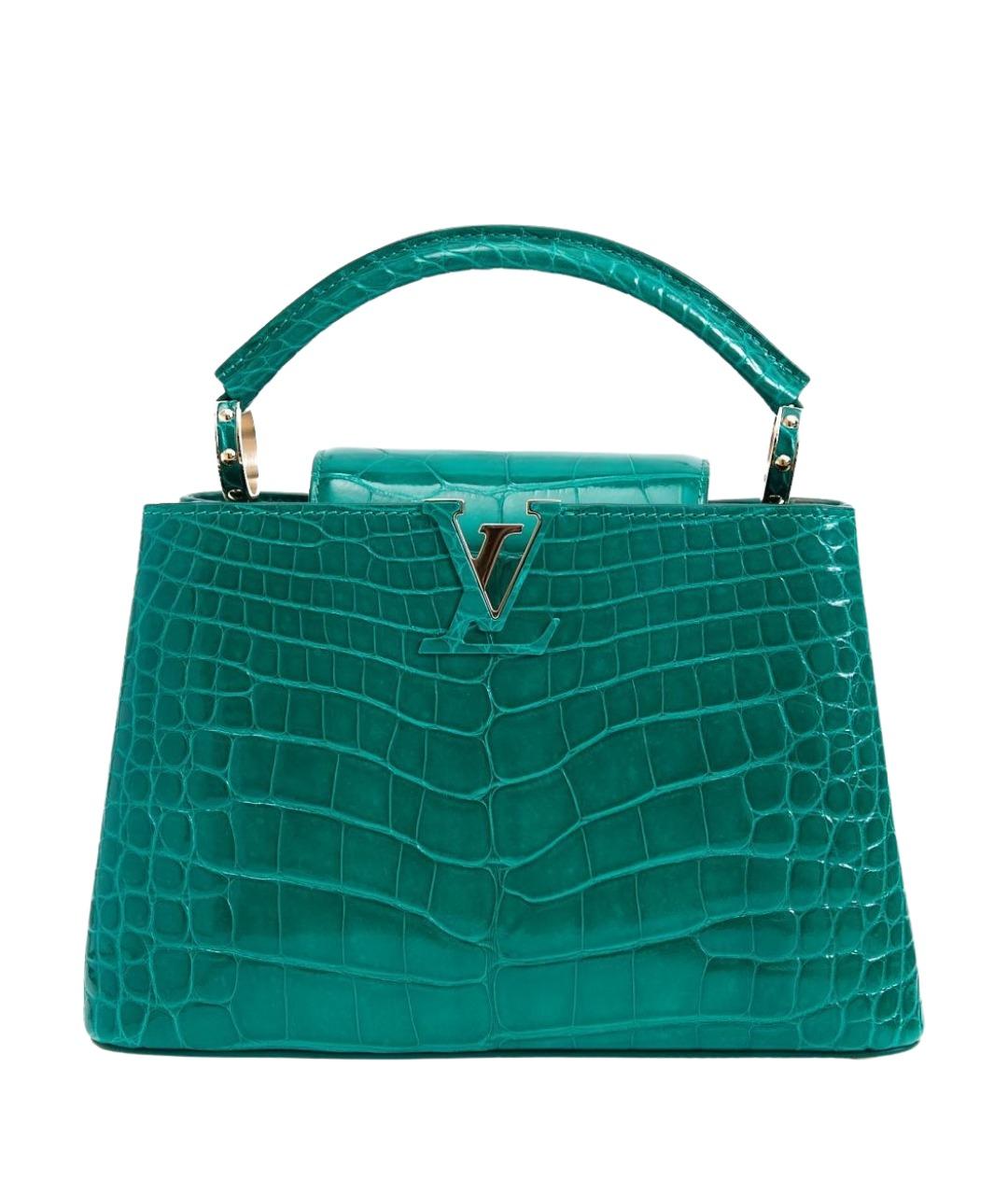 LOUIS VUITTON Зеленая кожаная сумка с короткими ручками, фото 1