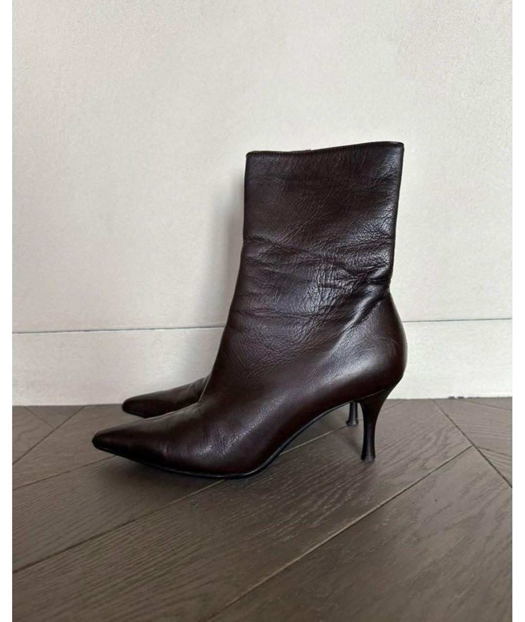 GUCCI Бордовые кожаные ботинки, фото 7