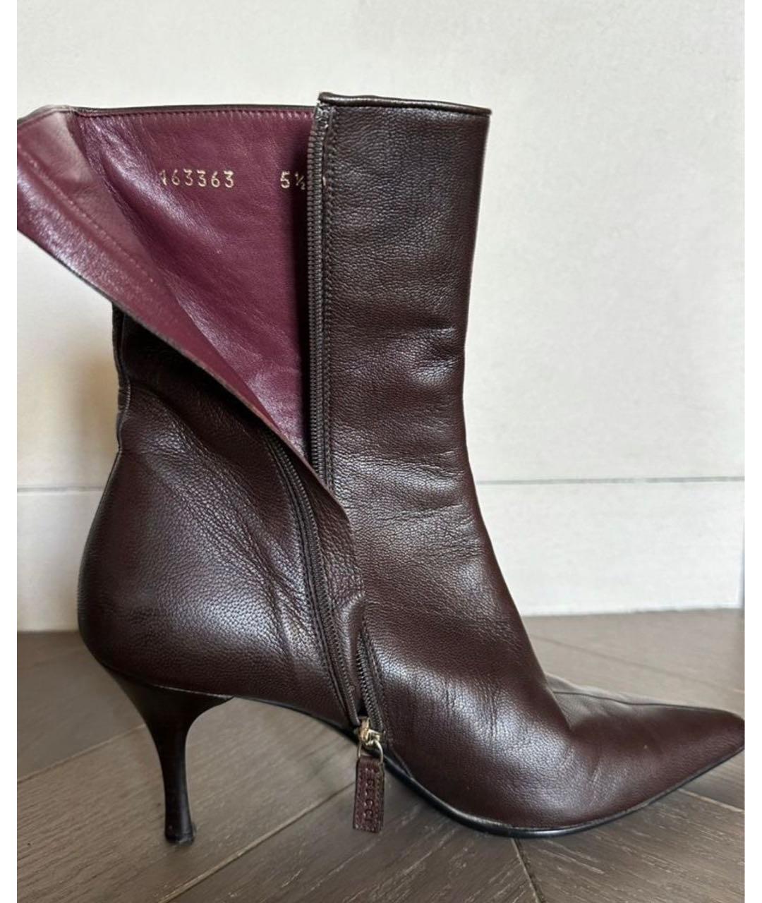 GUCCI Бордовые кожаные ботинки, фото 4