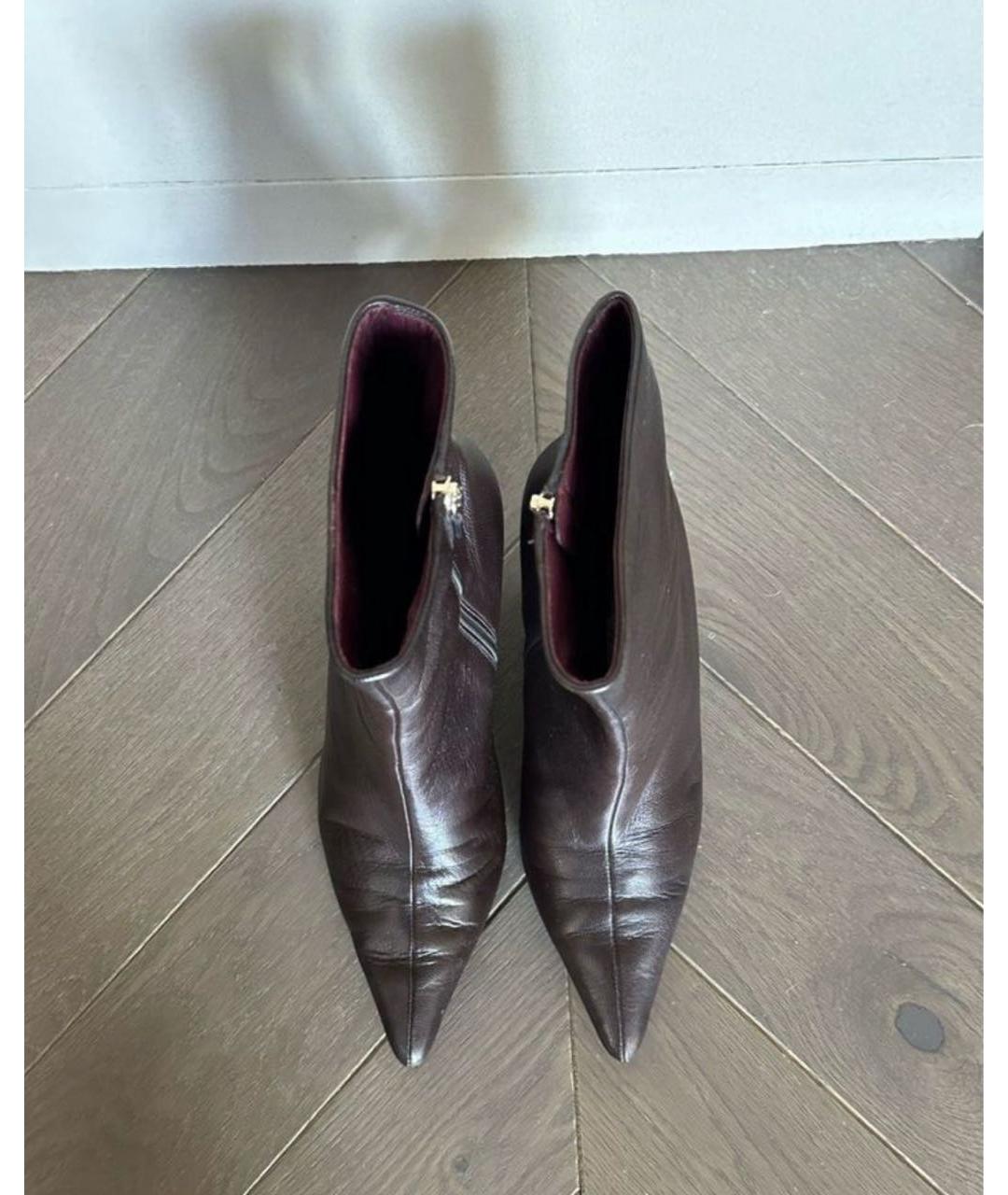 GUCCI Бордовые кожаные ботинки, фото 2