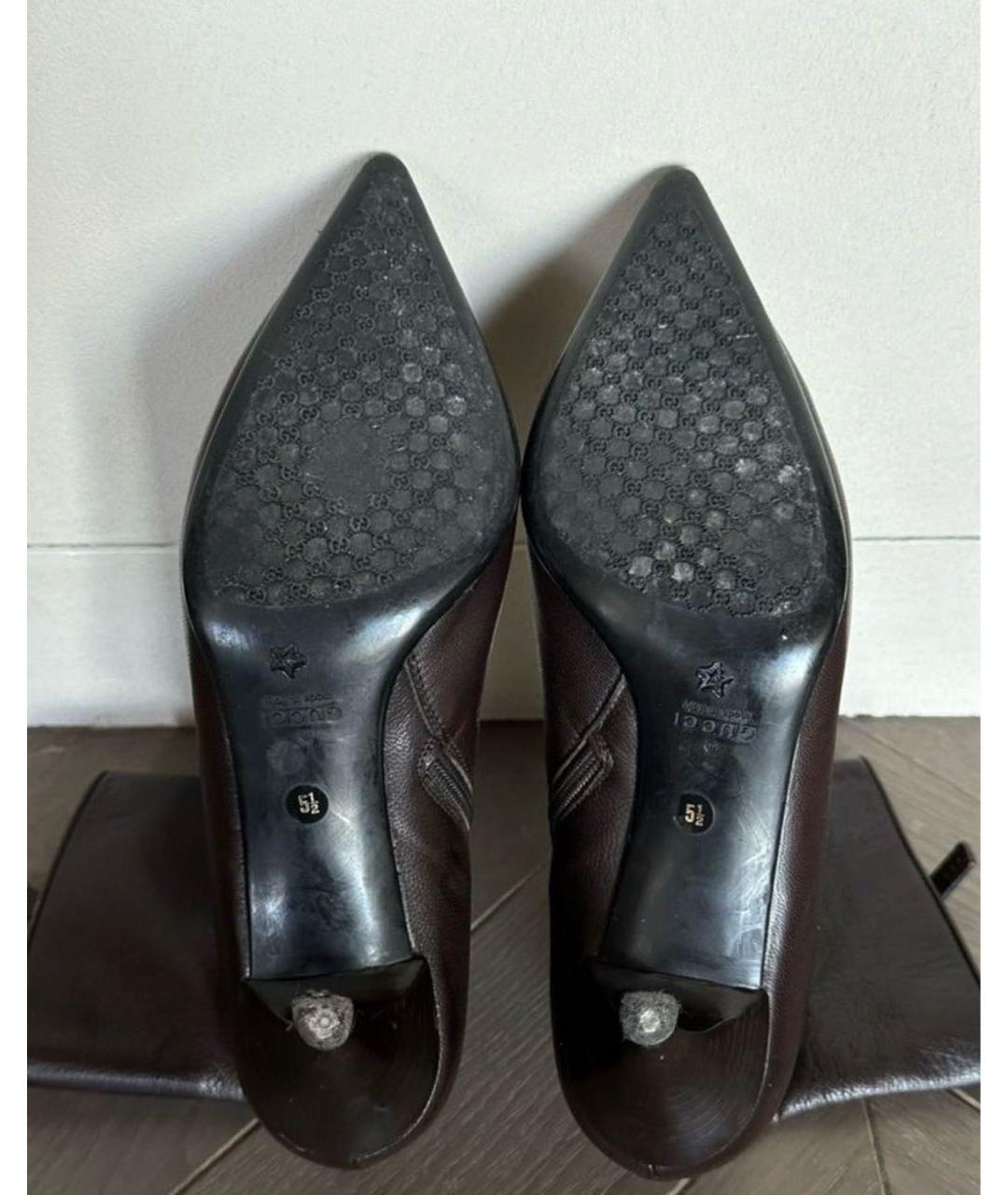 GUCCI Бордовые кожаные ботинки, фото 6