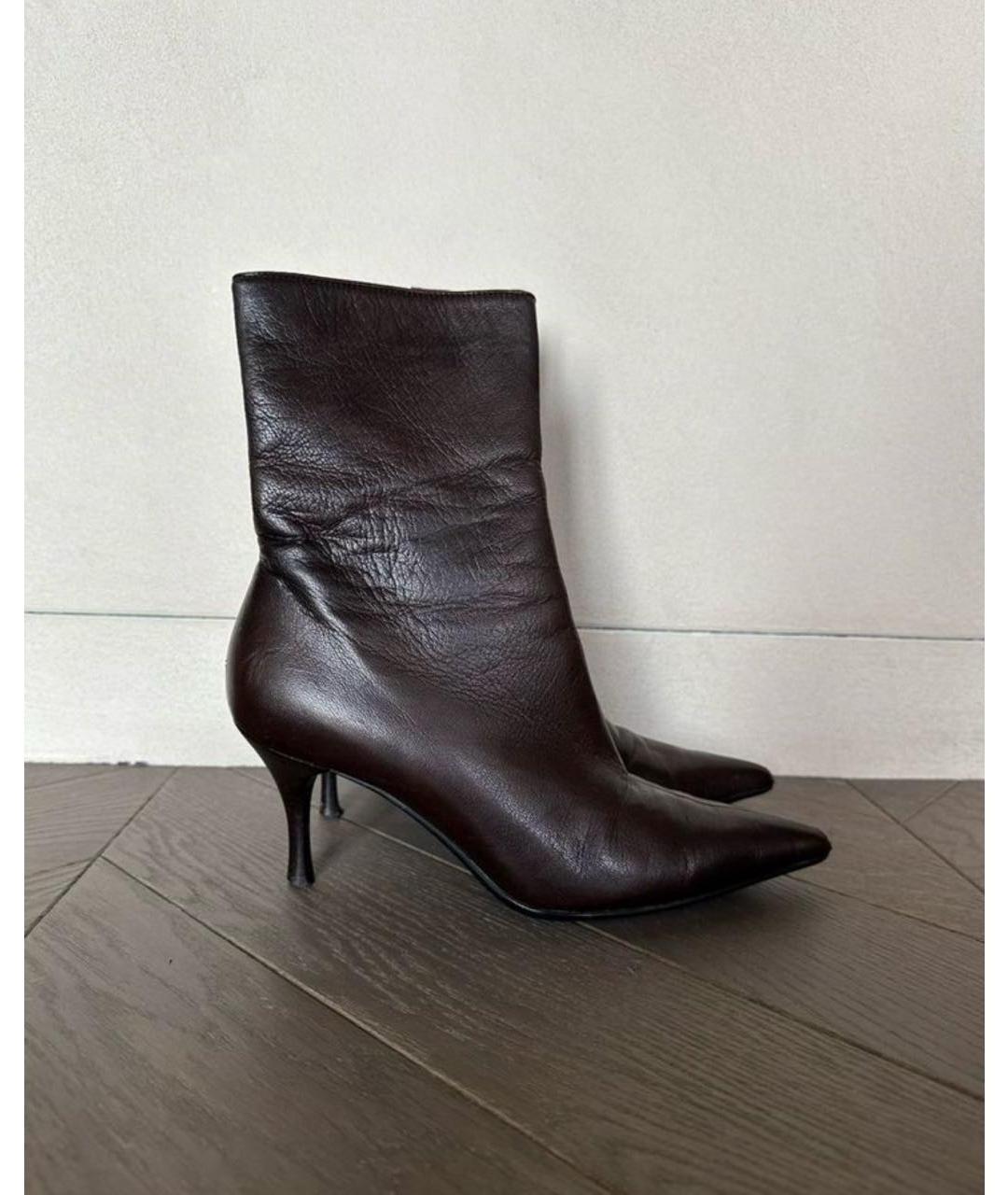 GUCCI Бордовые кожаные ботинки, фото 8