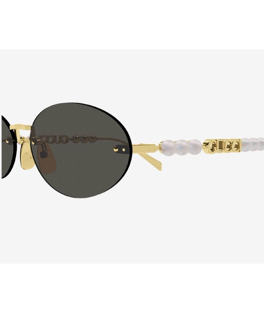 GUCCI Золотые металлические солнцезащитные очки, фото 3