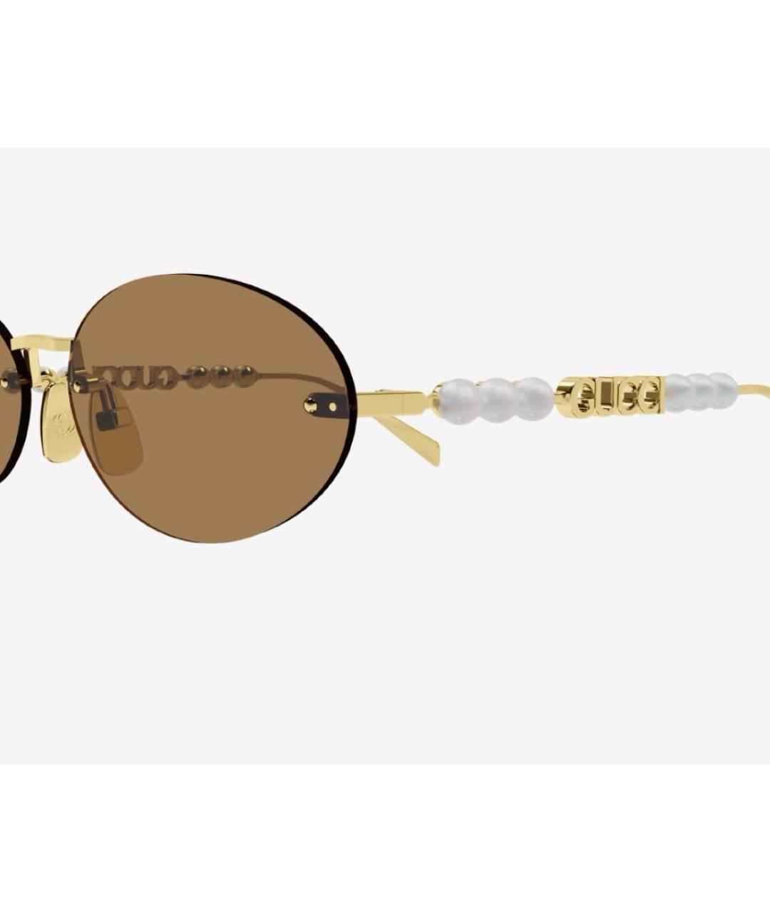 GUCCI Золотые металлические солнцезащитные очки, фото 3