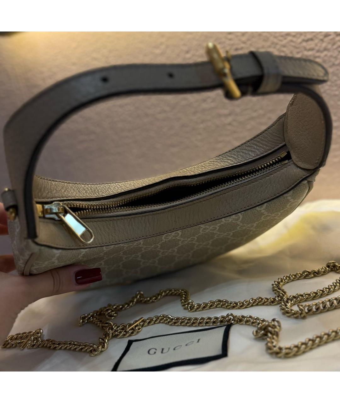 GUCCI Бежевая кожаная сумка через плечо, фото 4