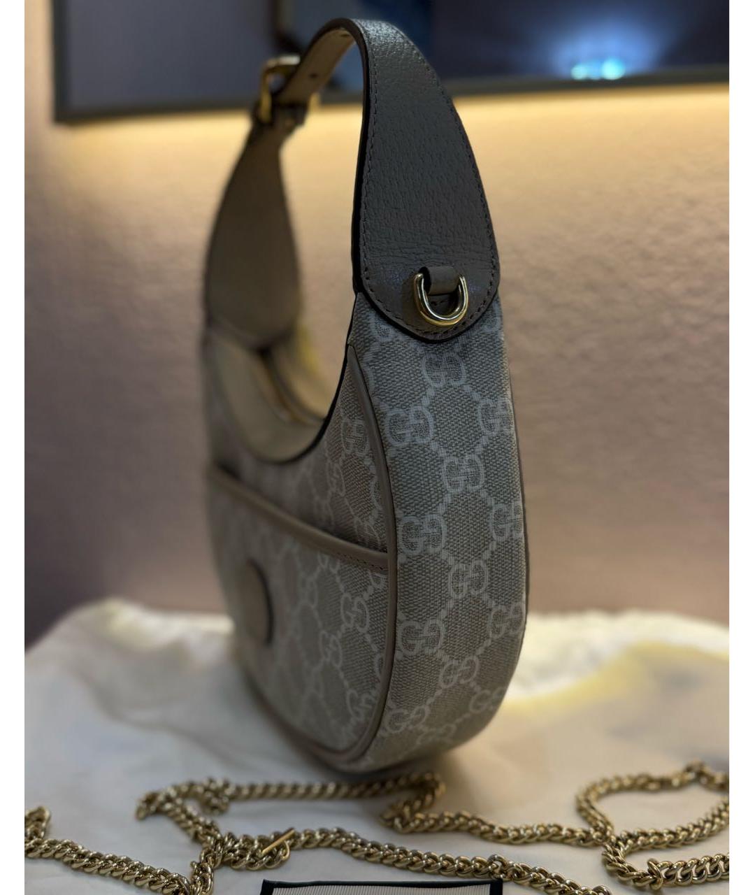 GUCCI Бежевая кожаная сумка через плечо, фото 5