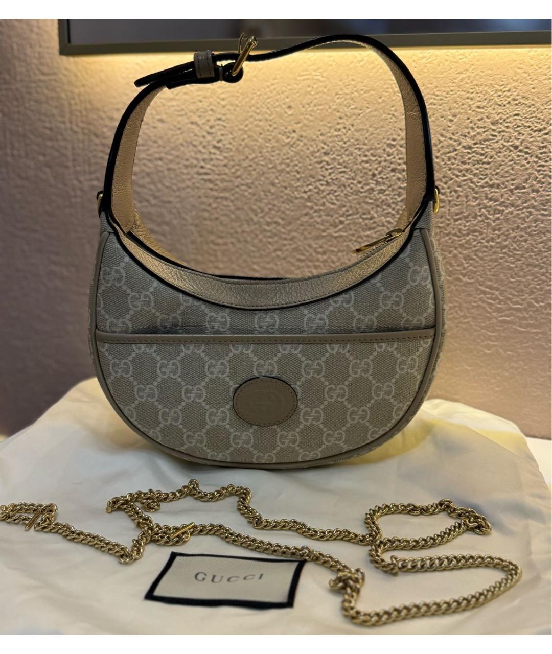 GUCCI Бежевая кожаная сумка через плечо, фото 2