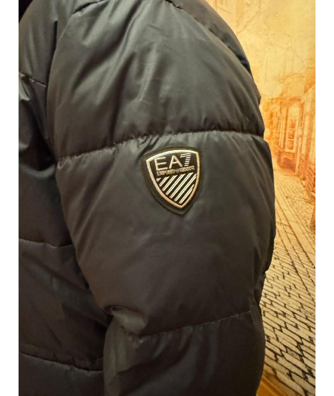 EMPORIO ARMANI Темно-синий полиэстеровый пуховик, фото 7