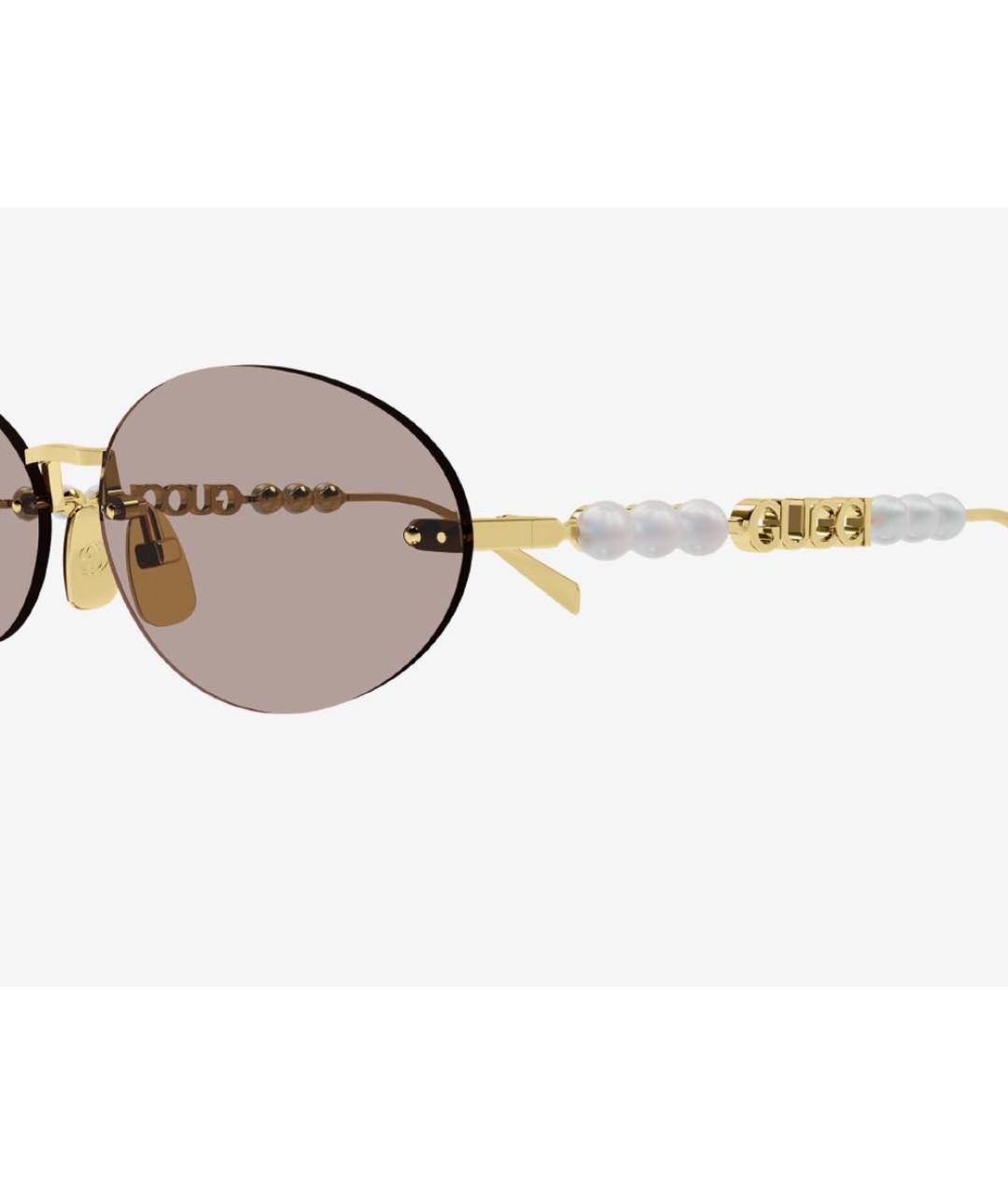 GUCCI Золотые металлические солнцезащитные очки, фото 3
